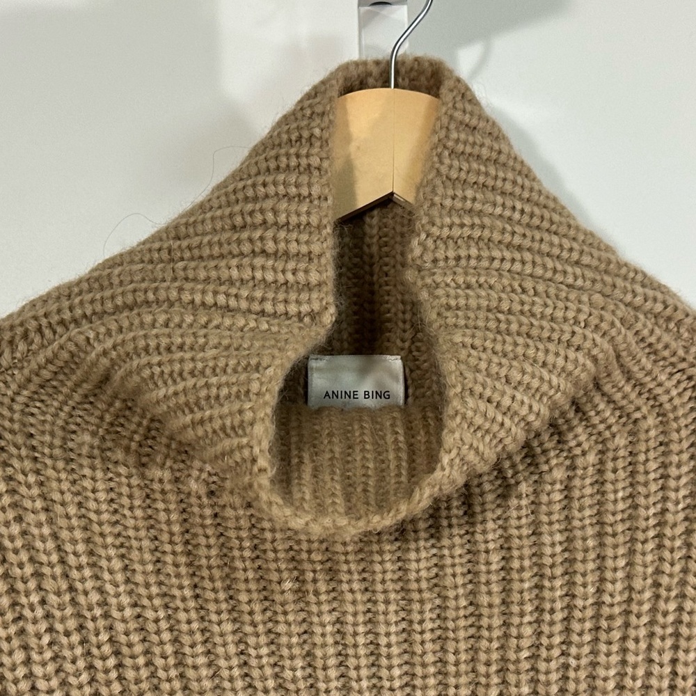 Anine Bing Alpaca Wool Blend Chunky Knit Sweater – Camel oversized small - Picture 3 of 9